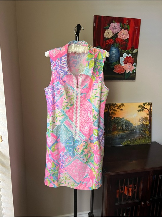 Lilly Pulitzer Dresses & Skirts - Lilly Pulitzer bright Patchwork luxletic Shift Dress - Pink Blue Green